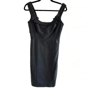 Elie Tahari Dark Grey Wool Blend Sleeveless Dress